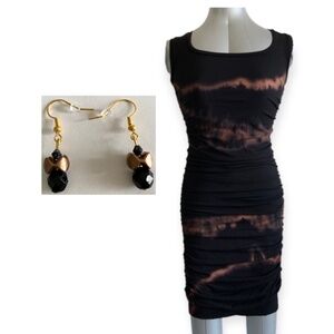 Gatta Bodywear Stretch Bodycon Tie Die Dress M & Handmade earrings gift